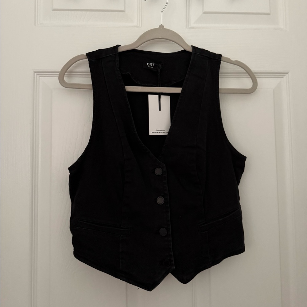 Black Denim Vest New with Tags